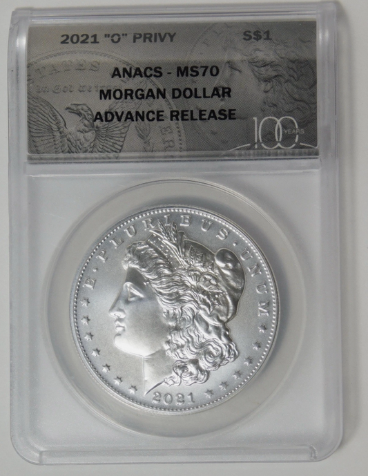 2021-O Morgan Silver Dollar ADVANCE RELEASE! Top Grade. Anacs MS-70