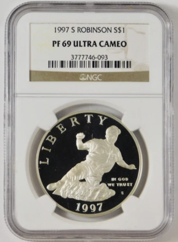1997-S 50th Anniversary "Jackie Robinson" Silver Dollar GEM PROOF 69
