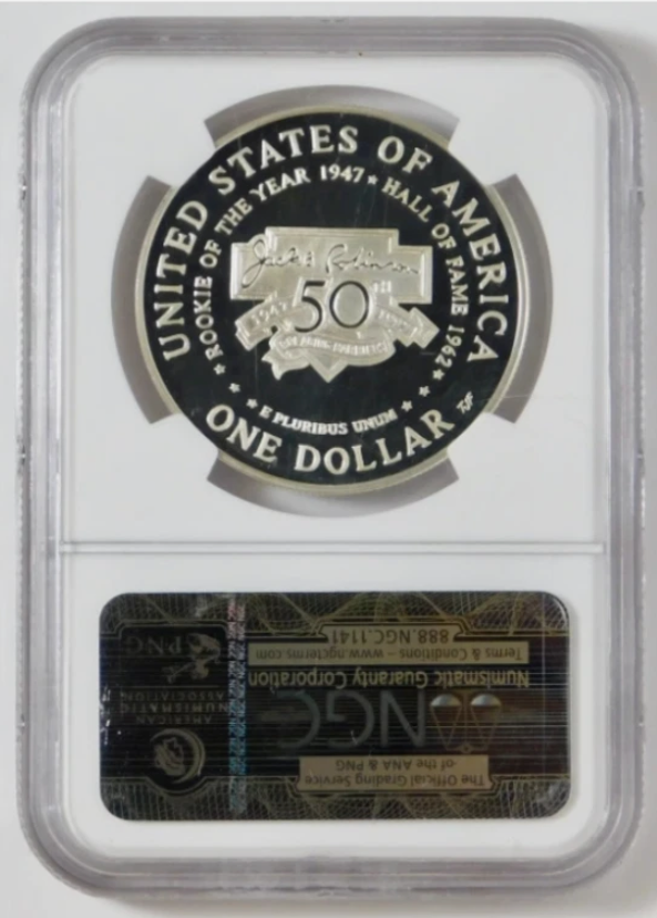 1997-S 50th Anniversary "Jackie Robinson" Silver Dollar GEM PROOF 69