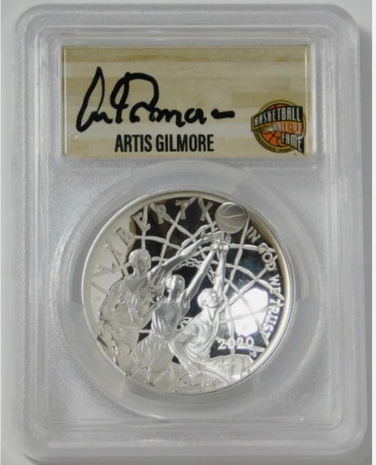 2020-P Basketball Hall Fame Silver Dollar. Artis Gilmore Signed PR-70DCAM