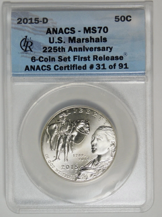 2015-D U.S. Marshals Service Half Dollar TOP GRADE MS-70! First Release