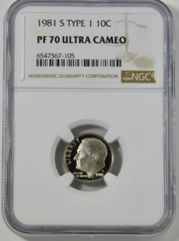 1981-S Roosevelt Dime Type 1 TOP GRADE! NGC Gem Proof 70 Ultra Cameo