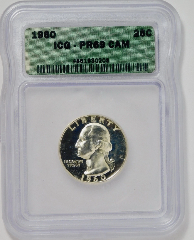 1960 Silver Washington Quarter HIGH GRADE! ICG Proof 69 CAMEO