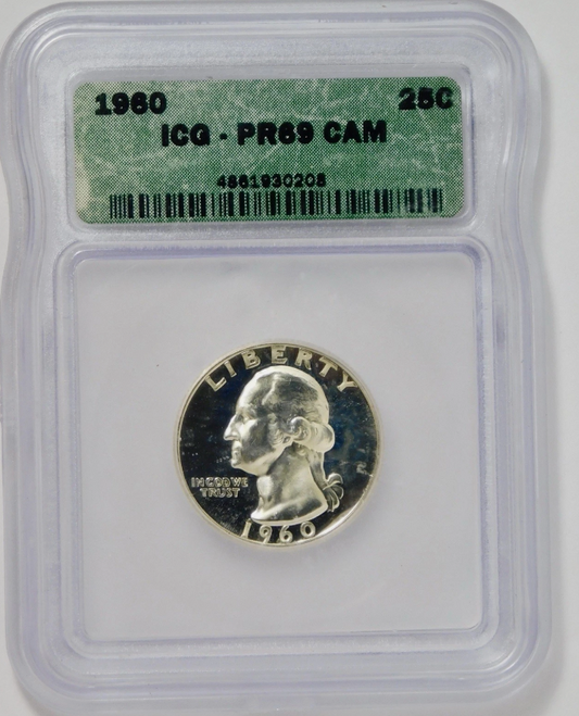 1960 Silver Washington Quarter HIGH GRADE! ICG Proof 69 CAMEO