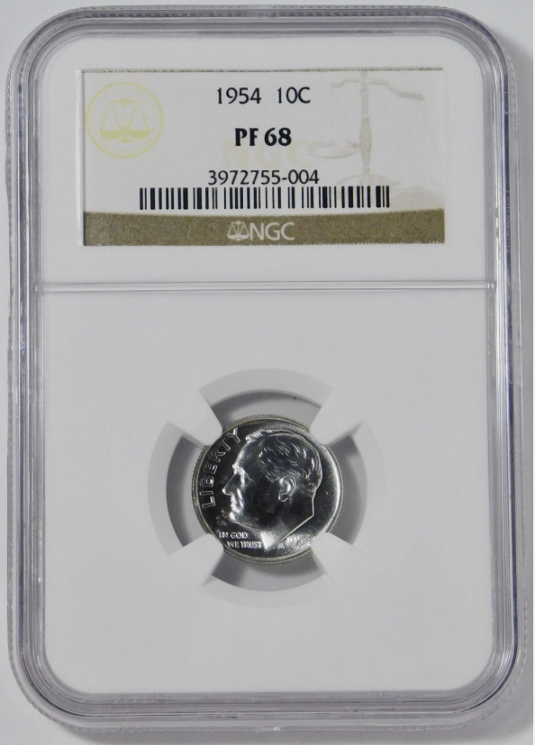 1954 Silver Roosevelt Dime HIGH GRADE! NGC Gem Proof 68
