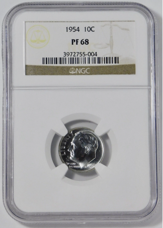 1954 Silver Roosevelt Dime HIGH GRADE! NGC Gem Proof 68
