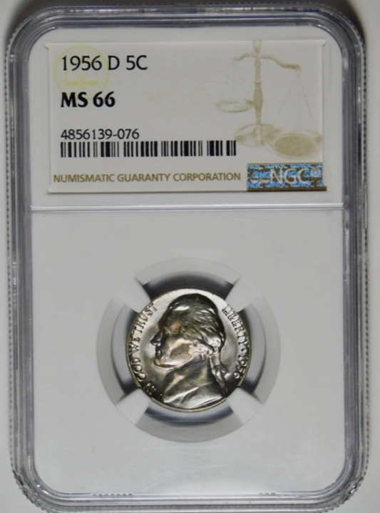 1956-D Jefferson Nickel NGC Mint State 66