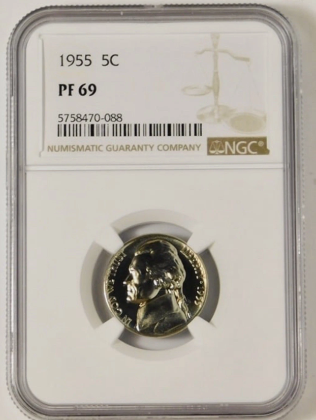 1955 Jefferson Nickel HIGH GRADE! NGC GEM PROOF 69.