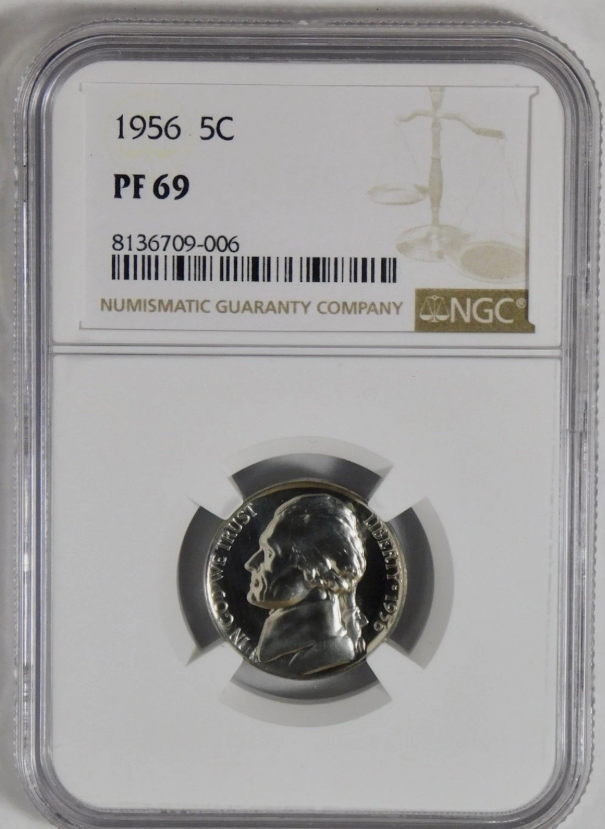 1956 Jefferson Nickel BIG GRADE NGC Gem Proof 69