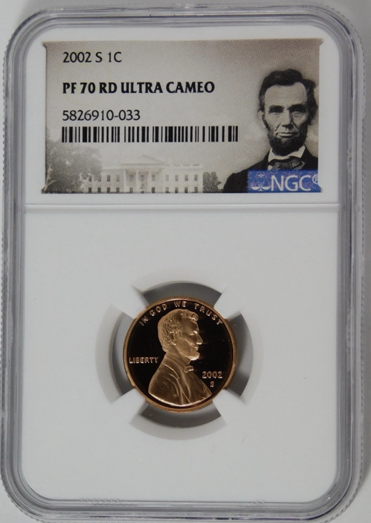 2002-S Lincoln Cent TOP GRADE! NGC Gem Proof 70 RD Ultra Cameo Lincoln Label