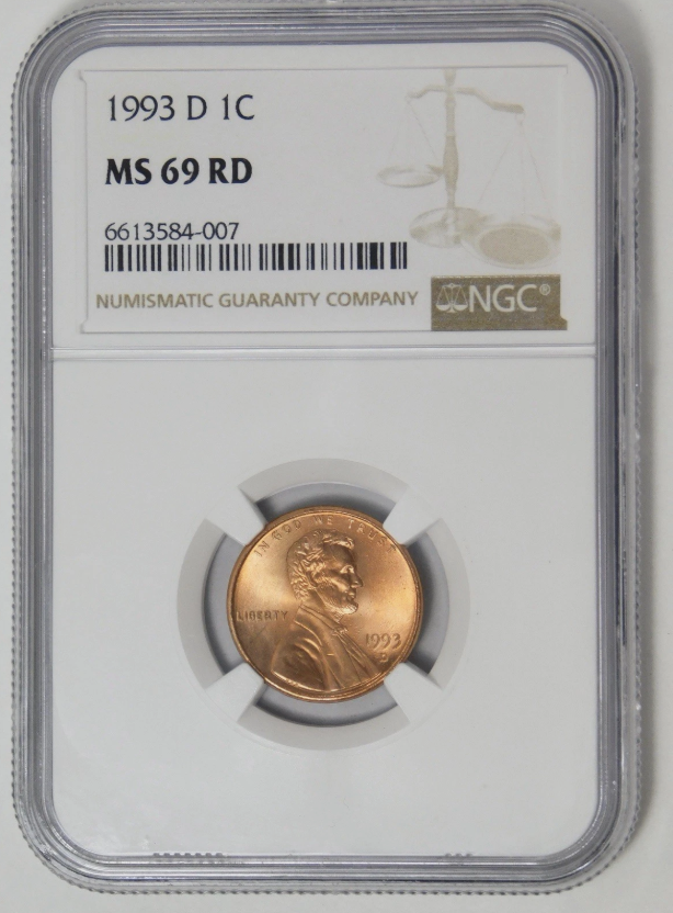 1993-D Lincoln Cent BIG GRADE! RARE MS-69 RD Low Pop.