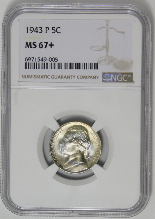 1943-P Jefferson Nickel HIGH GRADE! NGC MS-67+