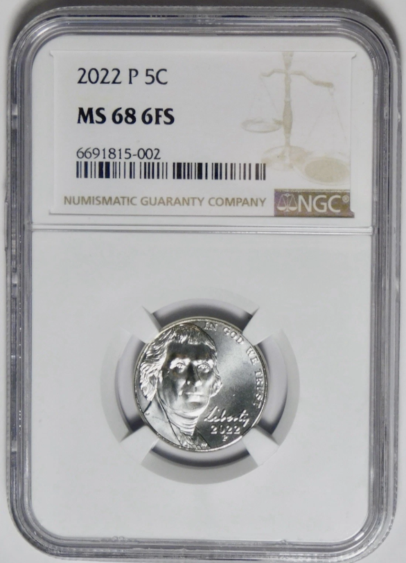 2022-P Jefferson Nickel BIG GRADE! LOW POP. NGC MS-68 6FS
