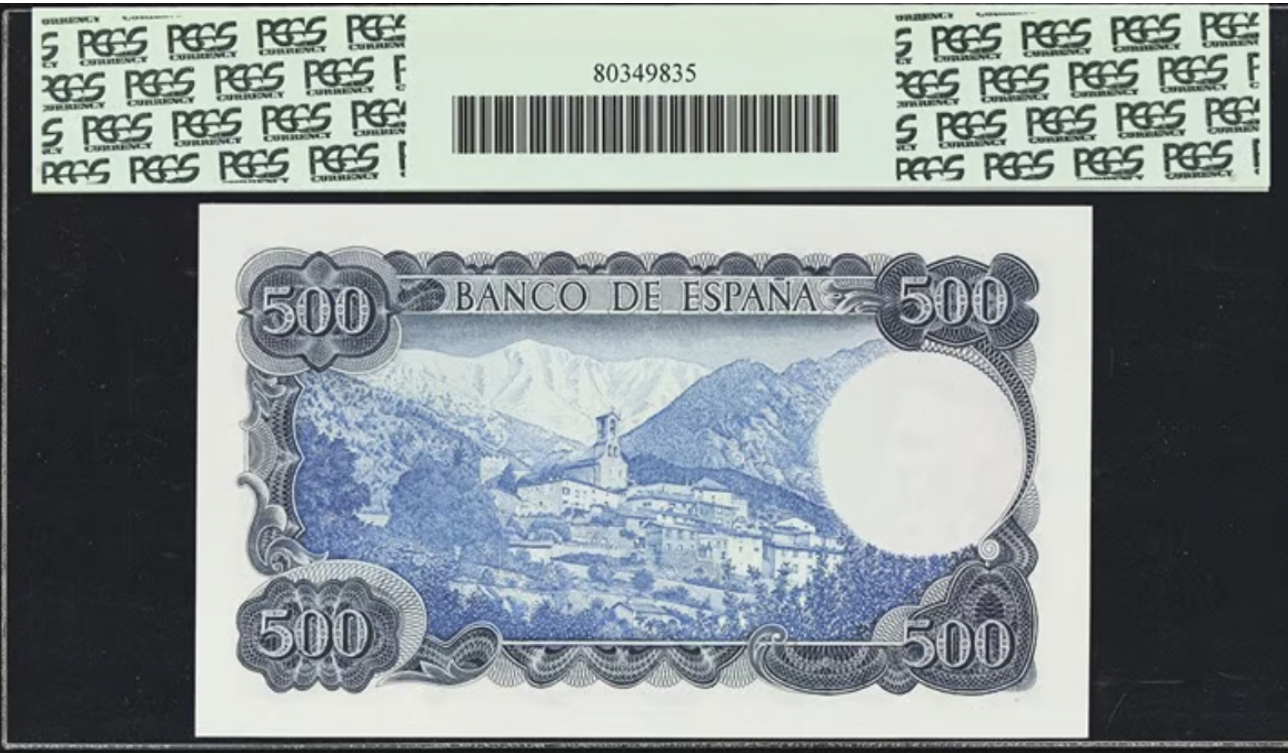 1973 Spain, Banco de Espana 500 Pesetas PCGS 66PPQ.