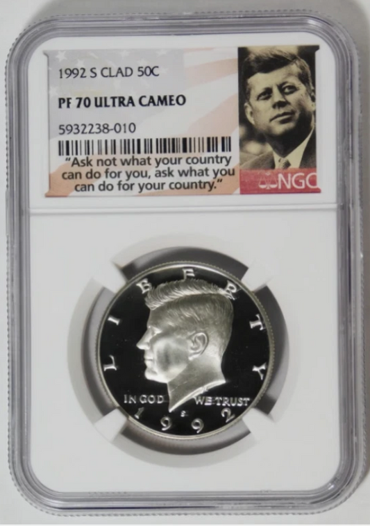 1992-S Kennedy Half Dollar TOP GRADE!! Gem Proof 70 UC