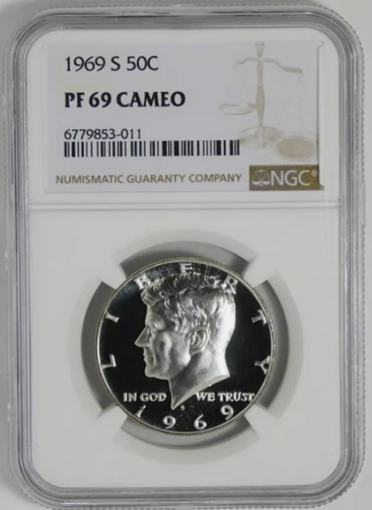 1969-S Silver Kennedy Half Dollar HIGH GRADE! Gem Proof 69 CAMEO