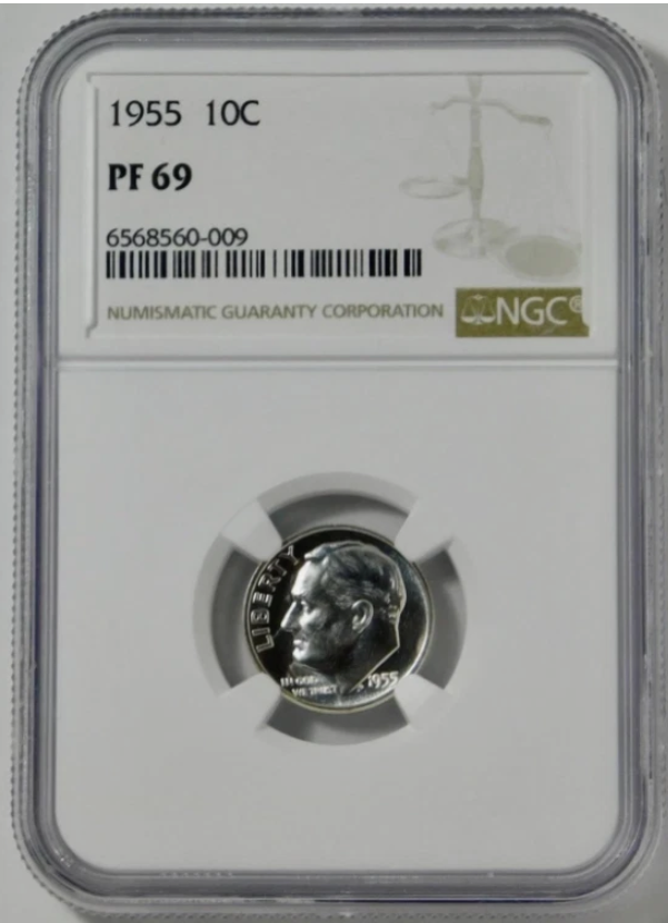 1955 Silver Roosevelt Dime BIG GRADE! NGC Gem Proof 69