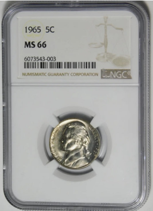 1965 Jefferson Nickel (Not SMS) Low Pop! NGC MS-66
