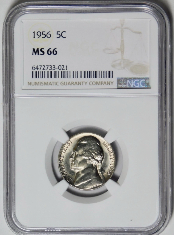 1956 Jefferson Nickel. NGC Mint State 66