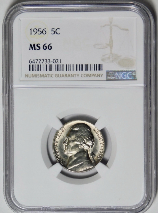 1956 Jefferson Nickel. NGC Mint State 66