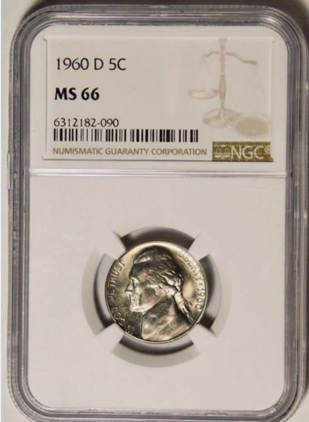 1960-D Jefferson Nickel Very Low Pop! NGC Mint State 66
