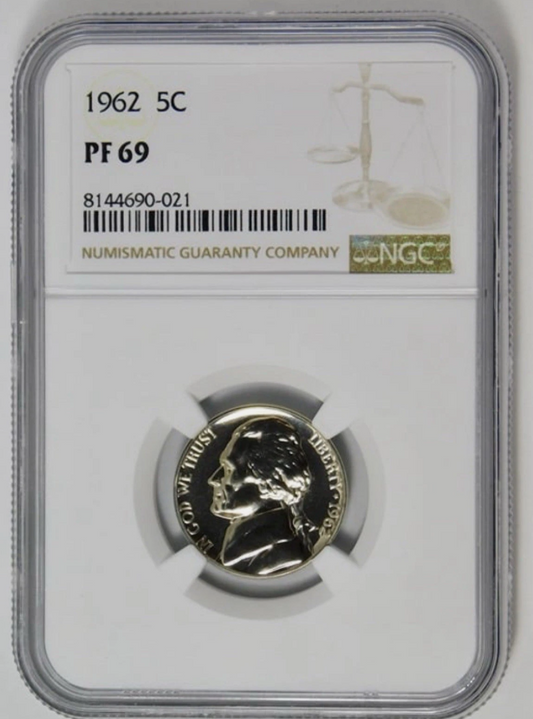 1962 Jefferson Nickel BIG GRADE! NGC Gem Proof 69