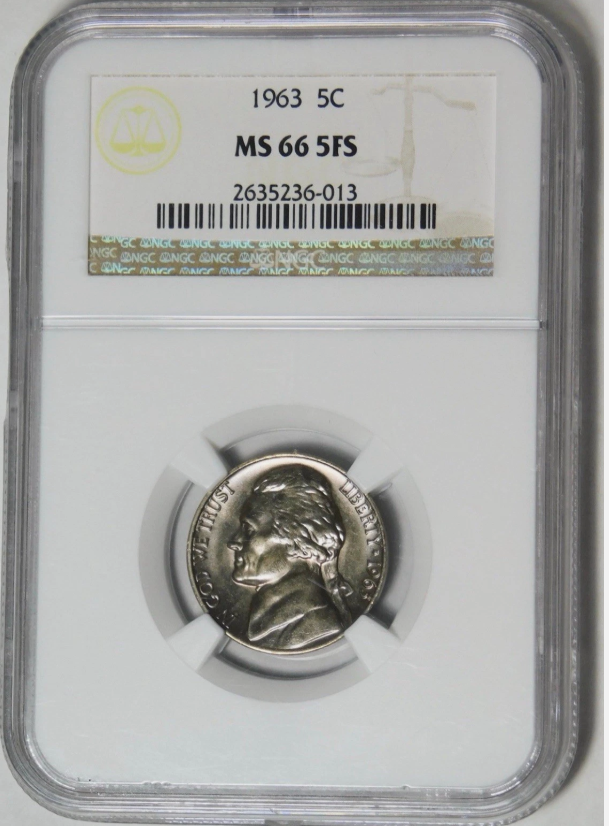 1963 Jefferson Nickel NGC MS-66 5FS (5 FULL STEPS)