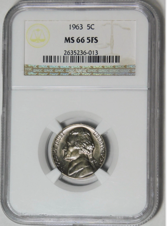1963 Jefferson Nickel NGC MS-66 5FS (5 FULL STEPS)
