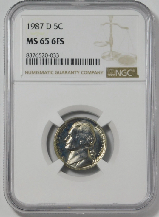 1987-D Jefferson Nickel NGC MS-65 6FS (6 FULL STEPS)