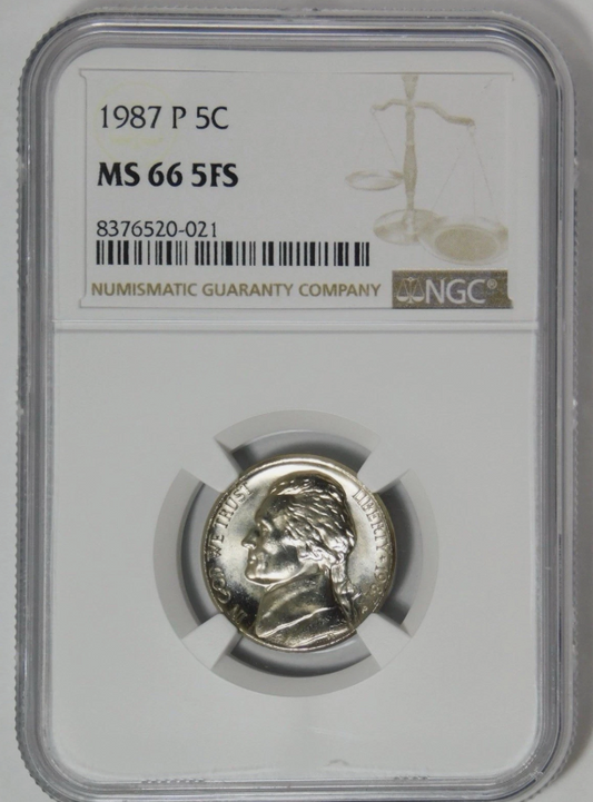 1987-P Jefferson Nickel NGC MS-66 5FS (5 FULL STEPS)