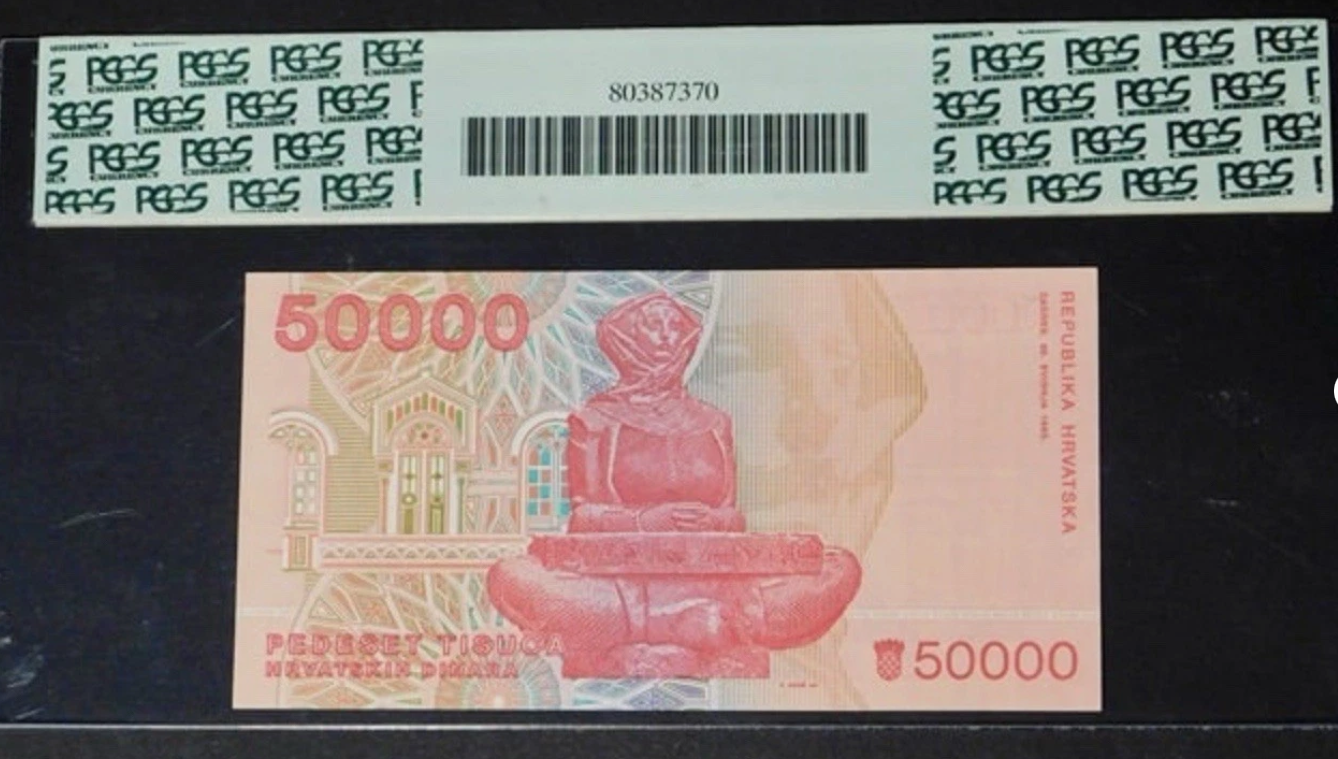 1993 Croatia Republic 50,000 DINARA PCGS "Gem New" 66 PPQ