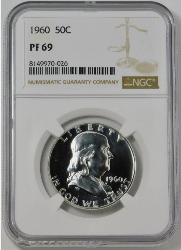 1960 Silver Franklin Half Dollar BIG GRADE NGC Gem Proof 69