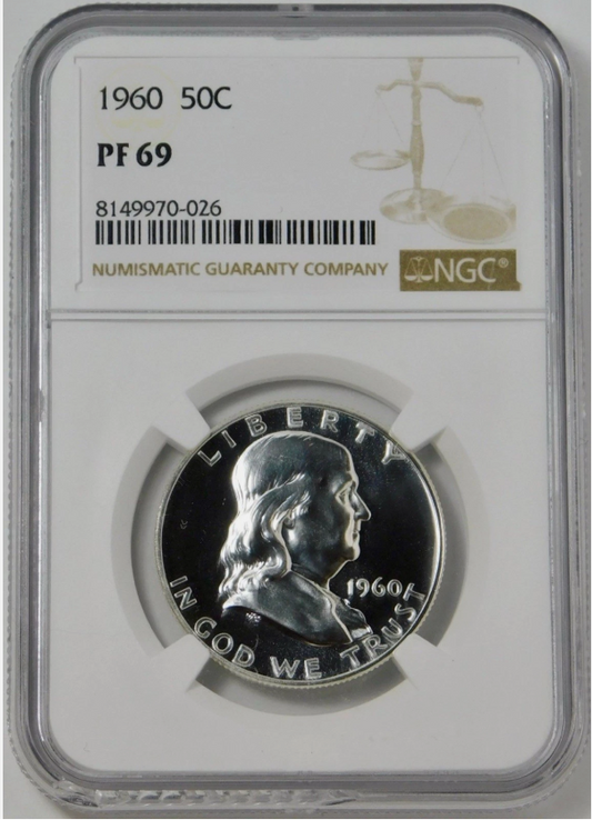 1960 Silver Franklin Half Dollar BIG GRADE NGC Gem Proof 69