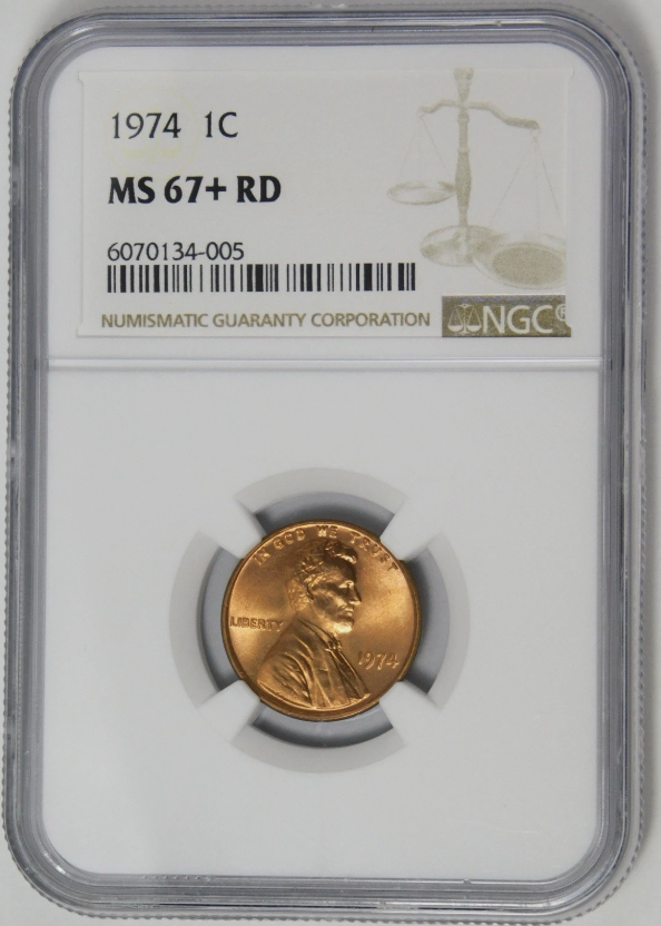 Rare 1974 Lincoln Cent HIGH GRADE! MINT STATE 67+ RD