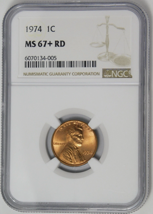 Rare 1974 Lincoln Cent HIGH GRADE! MINT STATE 67+ RD