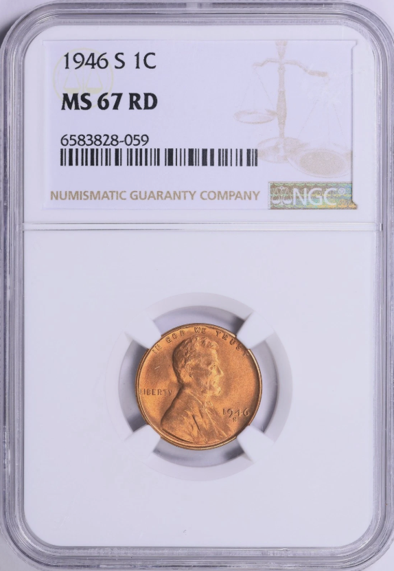 1946-S Lincoln Wheat Cent HIGH GRADE! NGC MS-67 RD