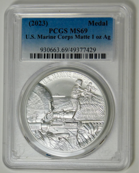 2023 U.S. Marine Corp Silver Medal. PCGS Mint State 69