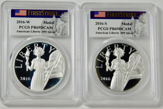 2016-S & 2016-W American Liberty Silver Medal Set PCGS Proof 69DCAM