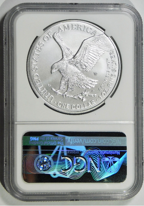 2023 W Burnished Silver Dollar, TOP GRADE! Mint State 70
