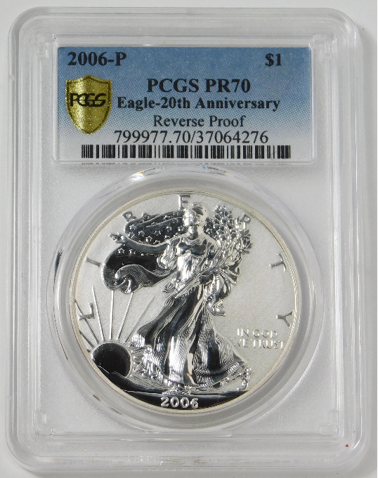 2006 P American Silver Eagle "Reverse Proof" 20th Anniversary PCGS PR70
