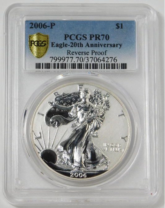 2006 P American Silver Eagle "Reverse Proof" 20th Anniversary PCGS PR70