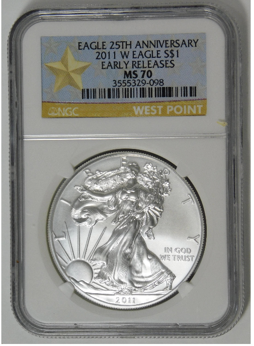 2011-W Burnished American Silver Eagle Top Grade! NGC MS70