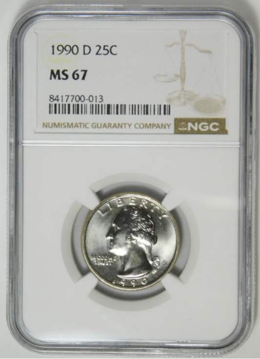 1990-D Washington Quarter High Grade! NGC MS-67