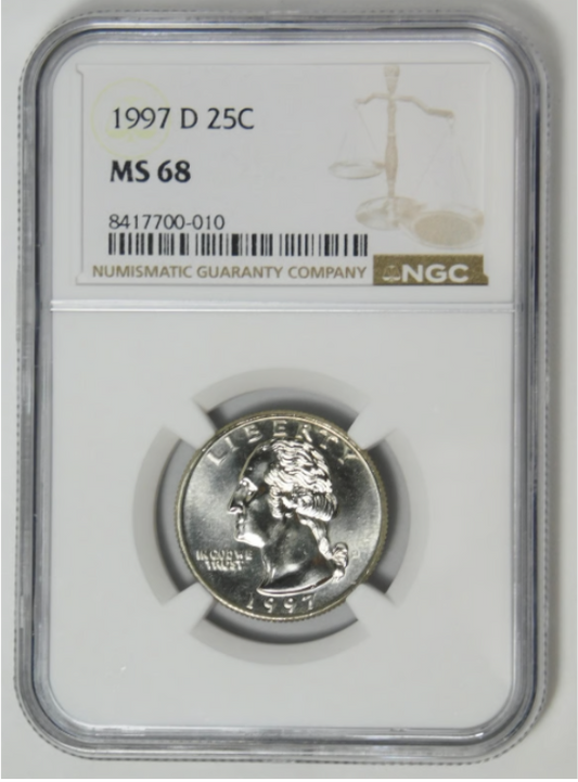 1997-D Washington Quarter BIG GRADE! NGC MS-68