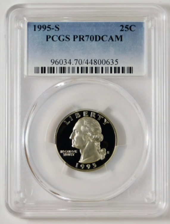 1995-S Washington Quarter TOP GRADE! "GEM PROOF" 70DCAM.