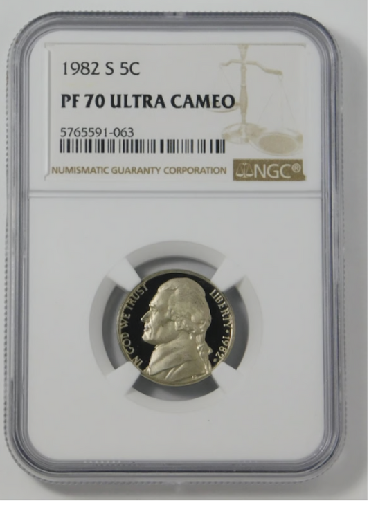 1982-S Jefferson Nickel TOP GRADE! NGC Gem Proof 70 Ultra Cameo