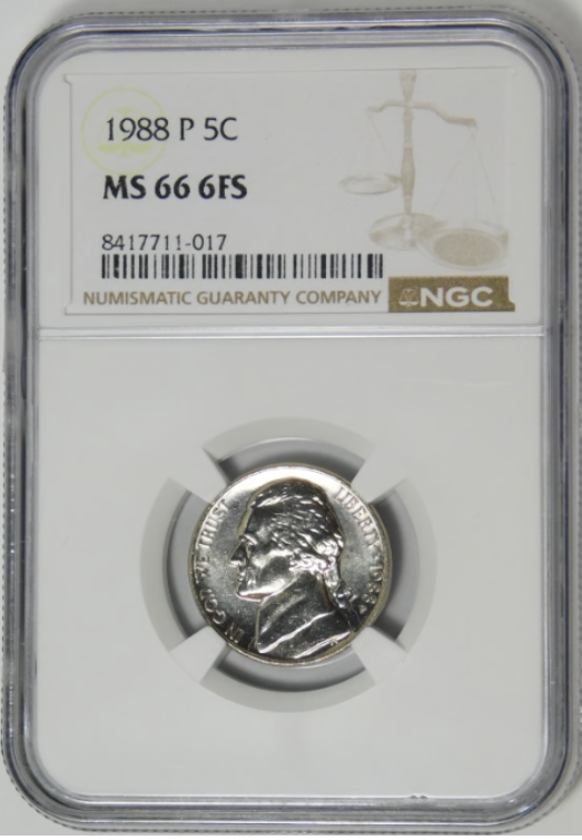 1988-P Jefferson Nickel High Grade! NGC MS-66 6FS