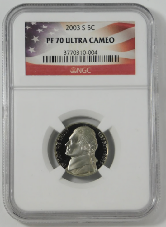 2003-S Jefferson Nickel Top Grade! NGC Proof 70 UC