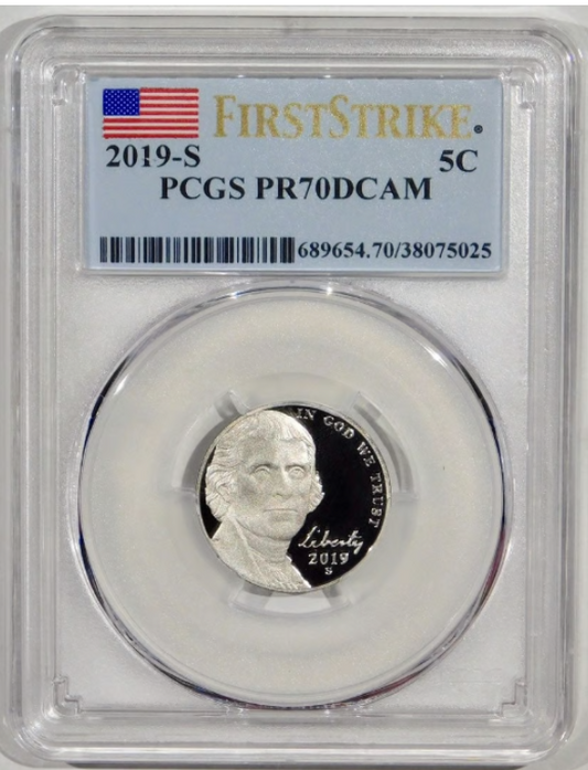 2019-S Jefferson Proof "PERFECT" Gem Proof 70 DCAM