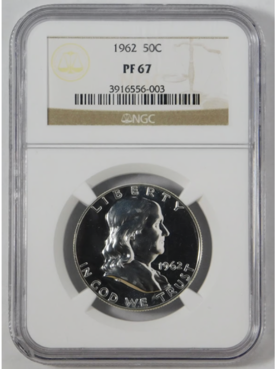 1962 Silver Franklin Half Dollar NGC "GEM PROOF" 67